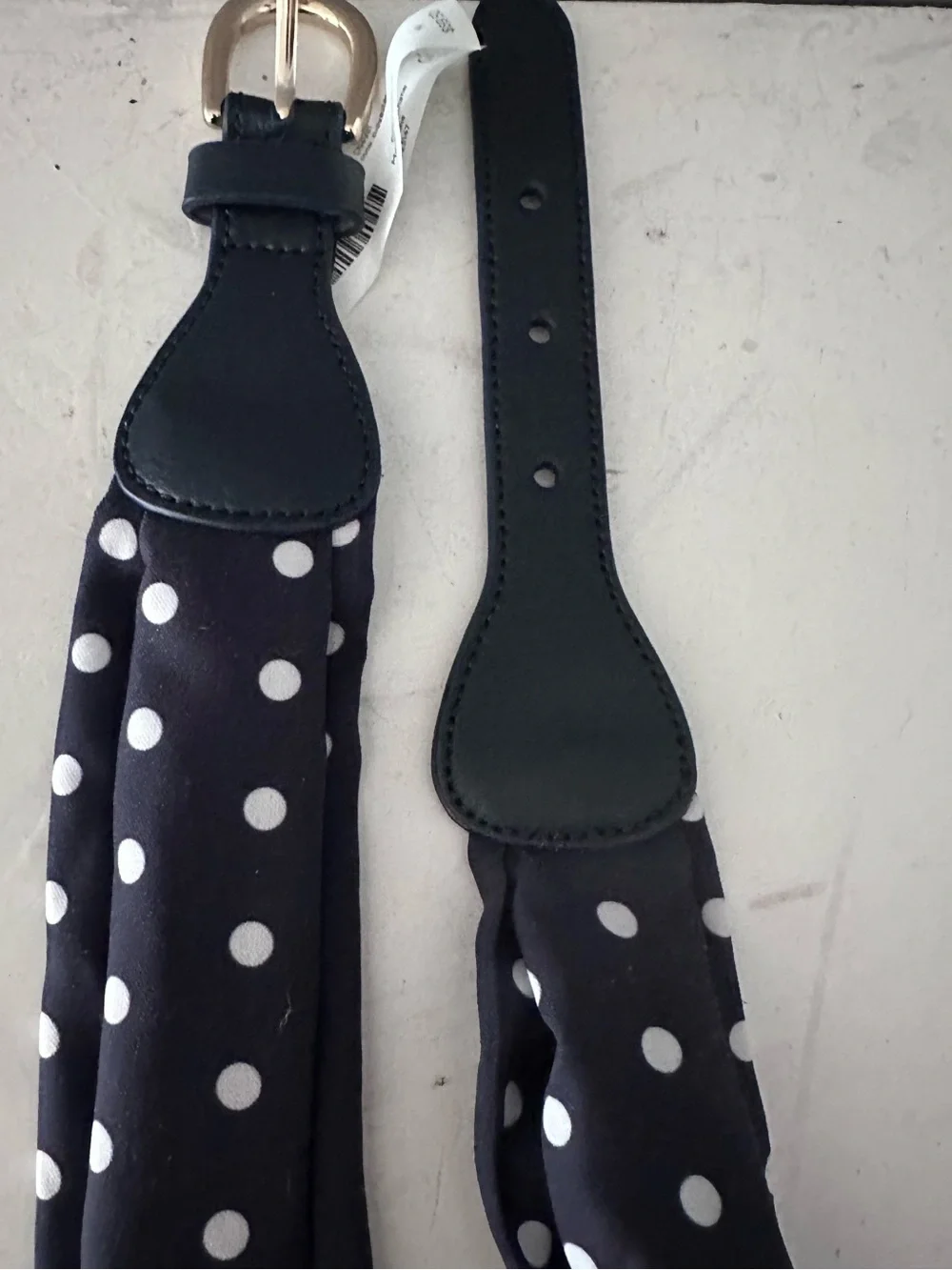 NWT Talbots Scarf Belt, Navy Polka Dot, Harness Buckle Med